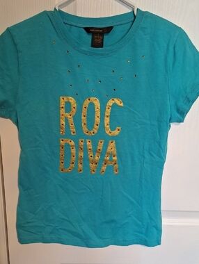 Rocawear Teal Short-Sleeve Tee with Gold Glitter "ROC DIVA"